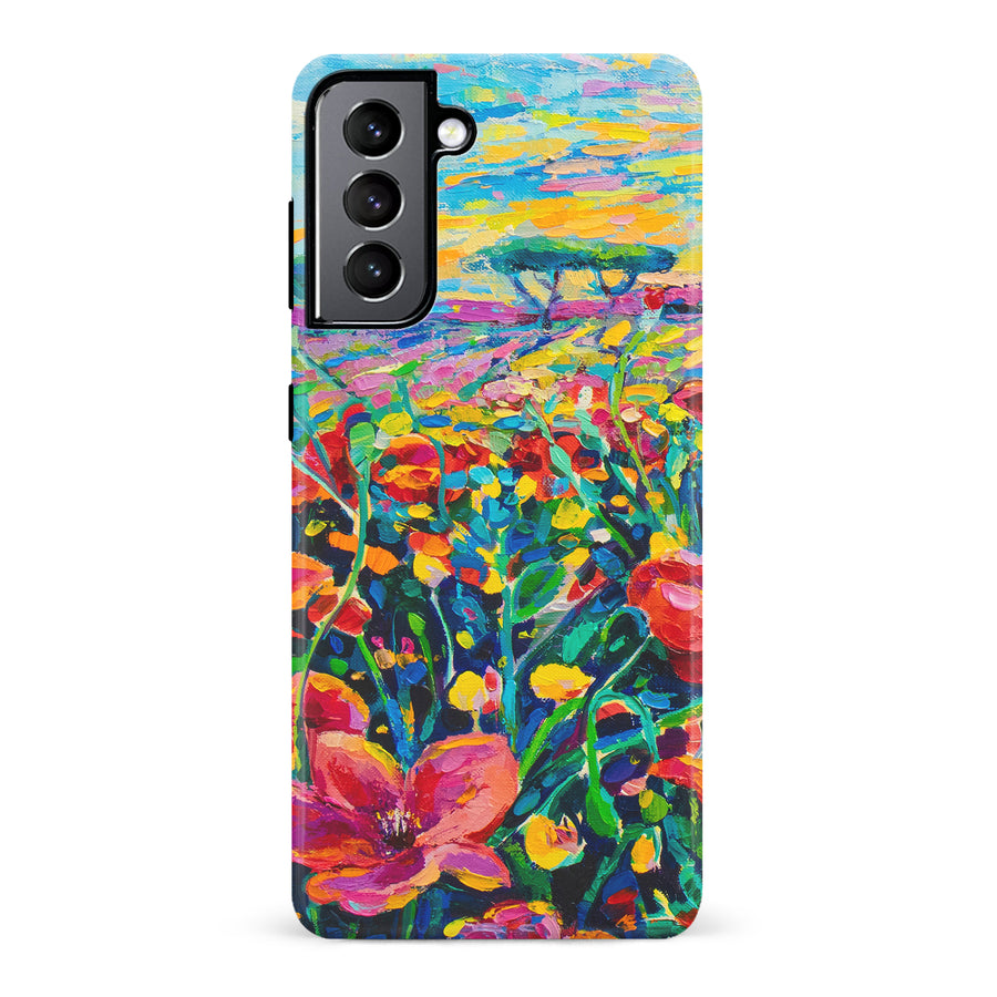 Samsung Galaxy S22 Gardenia Painted Flowers Phone Case