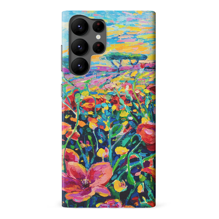 Samsung Galaxy S22 Ultra Gardenia Painted Flowers Phone Case