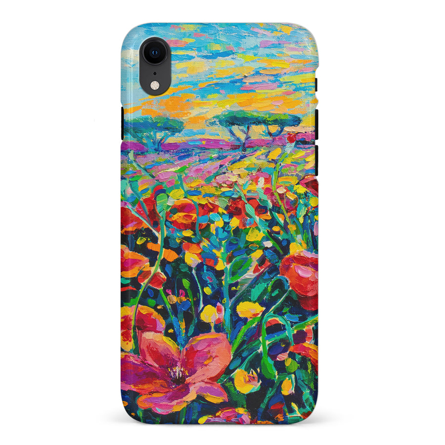 iPhone XR Gardenia Painted Flowers Phone Case