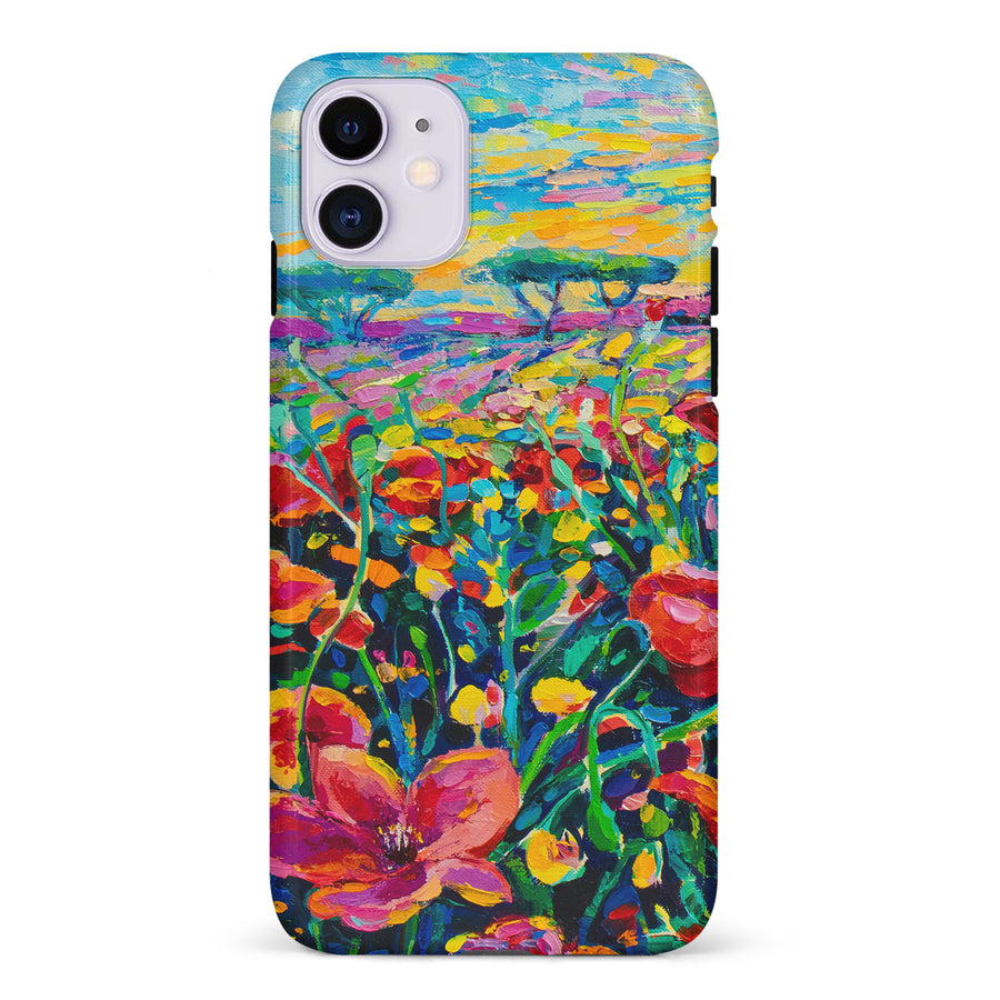 iPhone 11 Gardenia Painted Flowers Phone Case