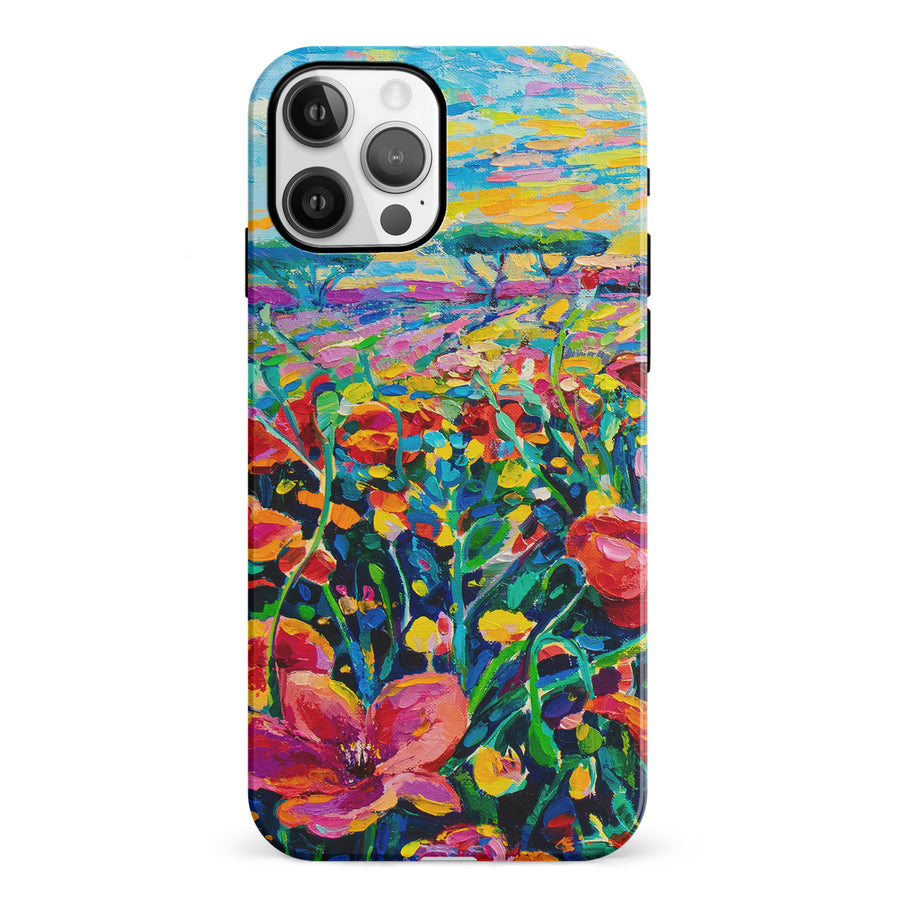 iPhone 12 Gardenia Painted Flowers Phone Case