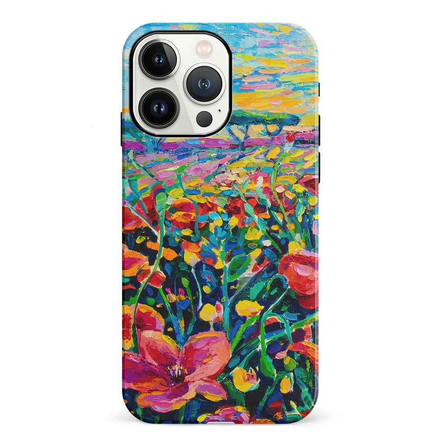 iPhone 13 Pro Gardenia Painted Flowers Phone Case