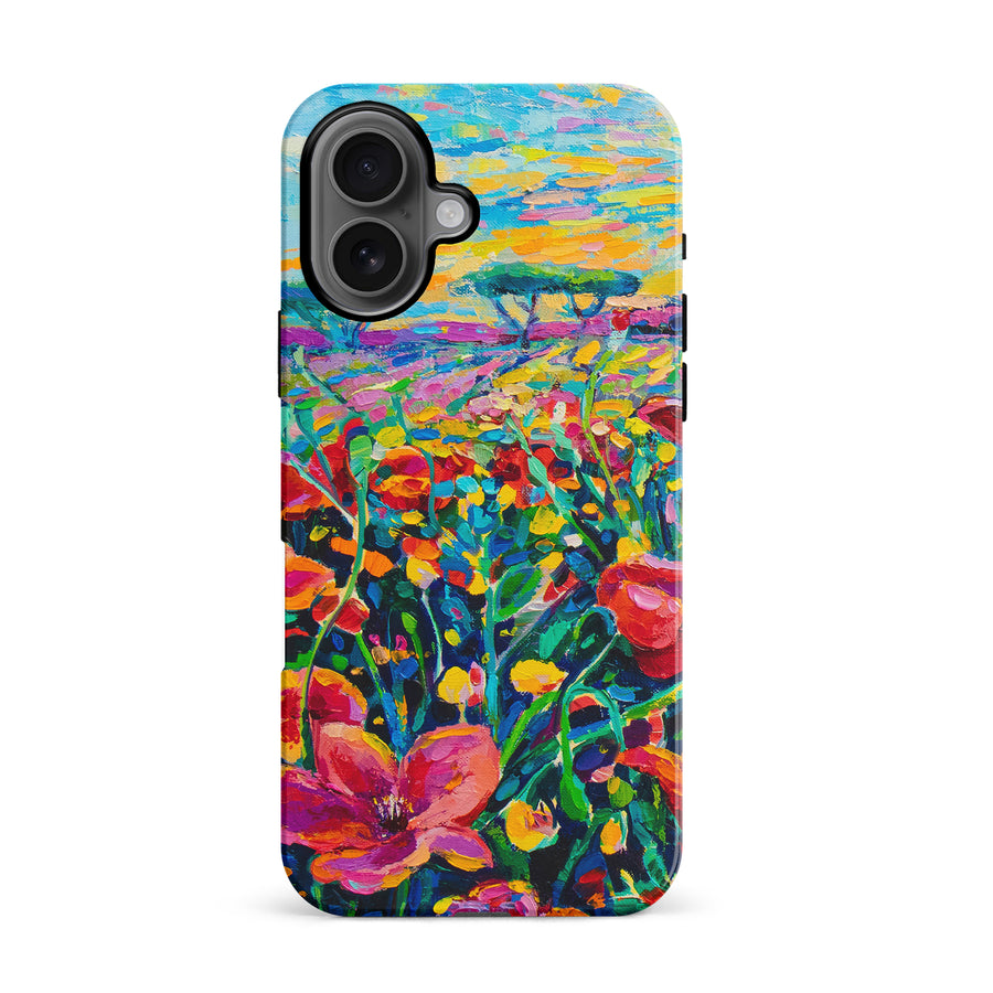 iPhone 16 Gardenia Painted Flowers Phone Case