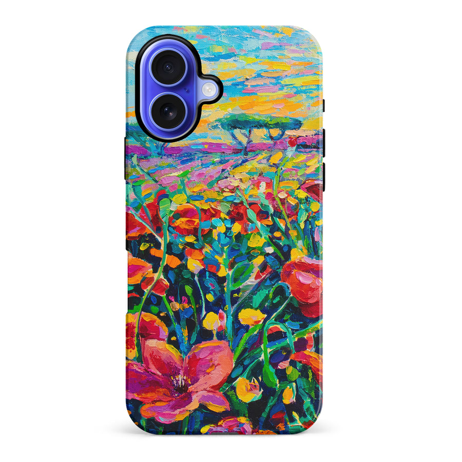 iPhone 16 Plus Gardenia Painted Flowers Phone Case