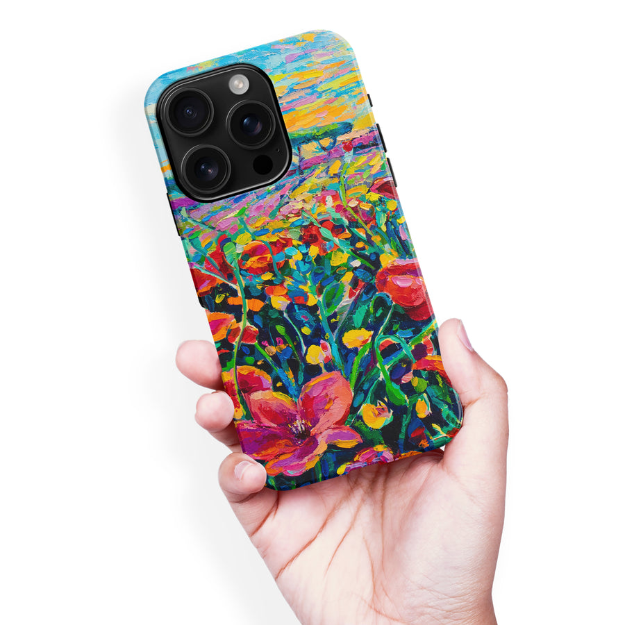 iPhone 16 Pro Max Gardenia Painted Flowers Phone Case