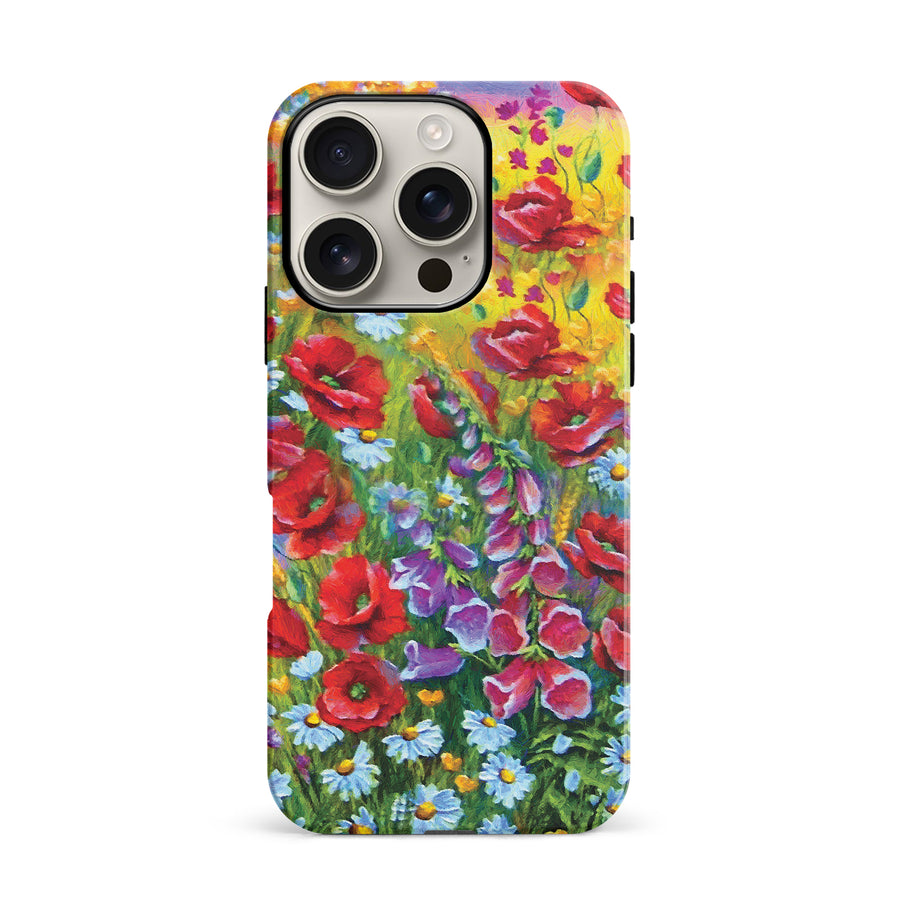 iPhone 16 Pro Botanicals Painted Flowers Phone Case