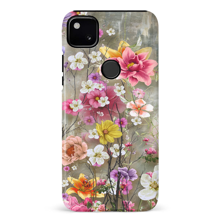 Google Pixel 4A Tropical Paradise Painted Flowers Phone Case