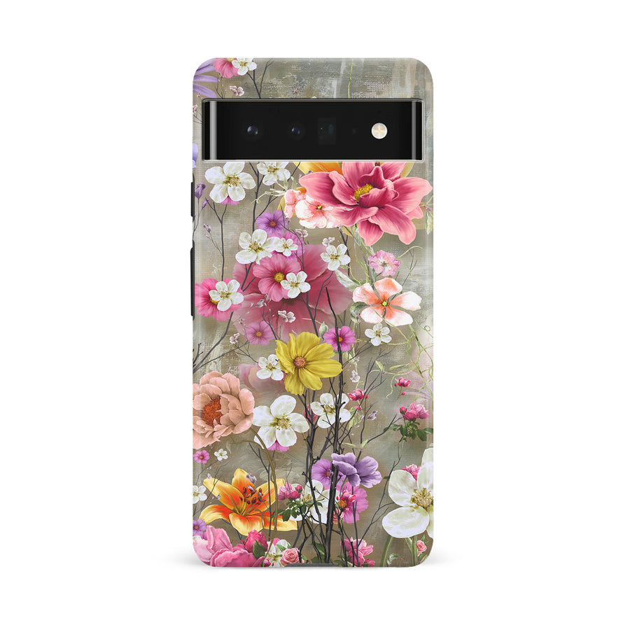 Google Pixel 6A Tropical Paradise Painted Flowers Phone Case