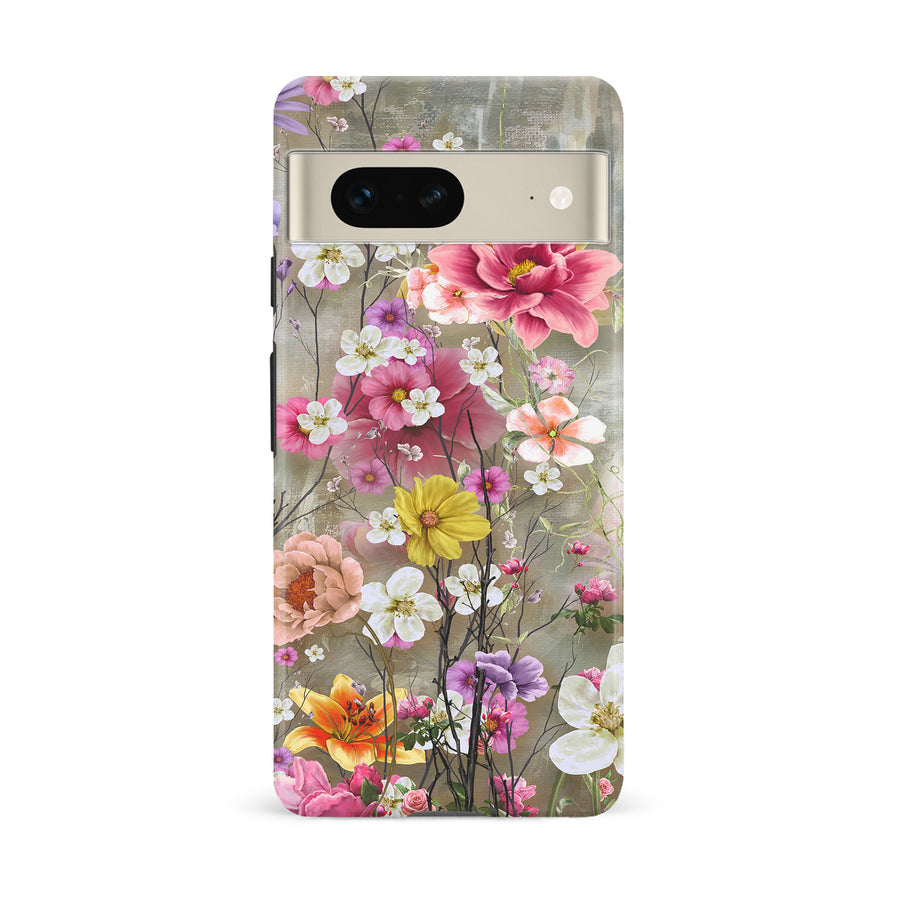 Google Pixel 7 Tropical Paradise Painted Flowers Phone Case