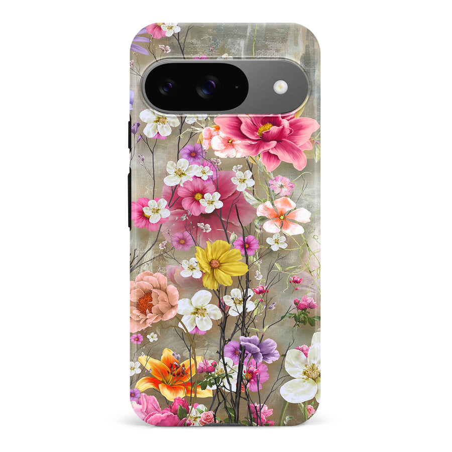 Google Pixel 9 Tropical Paradise Painted Flowers Phone Case