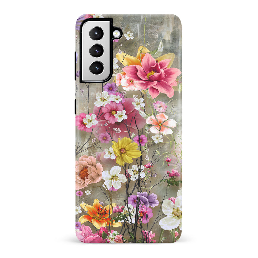 Samsung Galaxy S21 Tropical Paradise Painted Flowers Phone Case