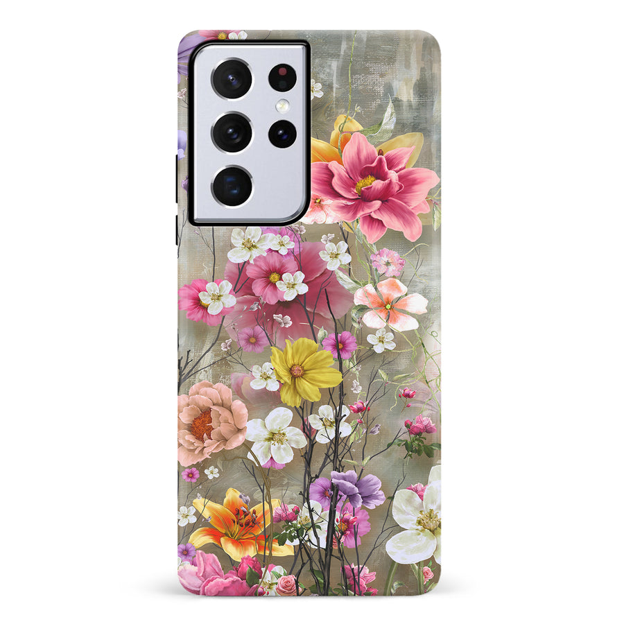 Samsung Galaxy S21 Ultra Tropical Paradise Painted Flowers Phone Case