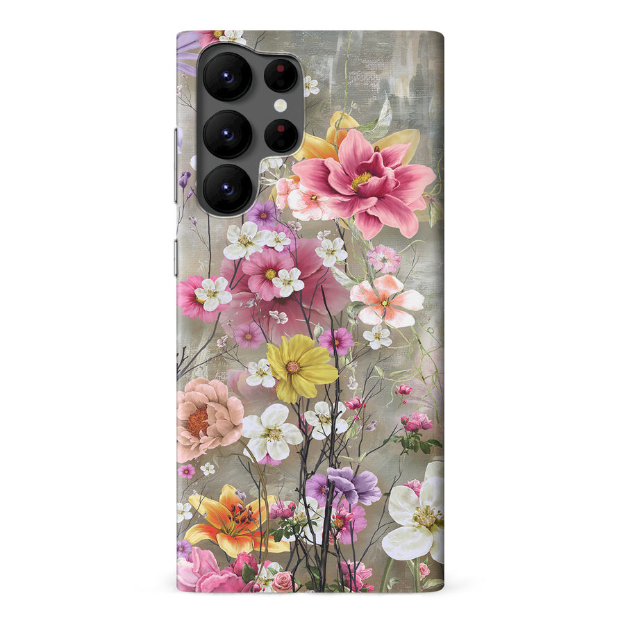 Samsung Galaxy S22 Ultra Tropical Paradise Painted Flowers Phone Case