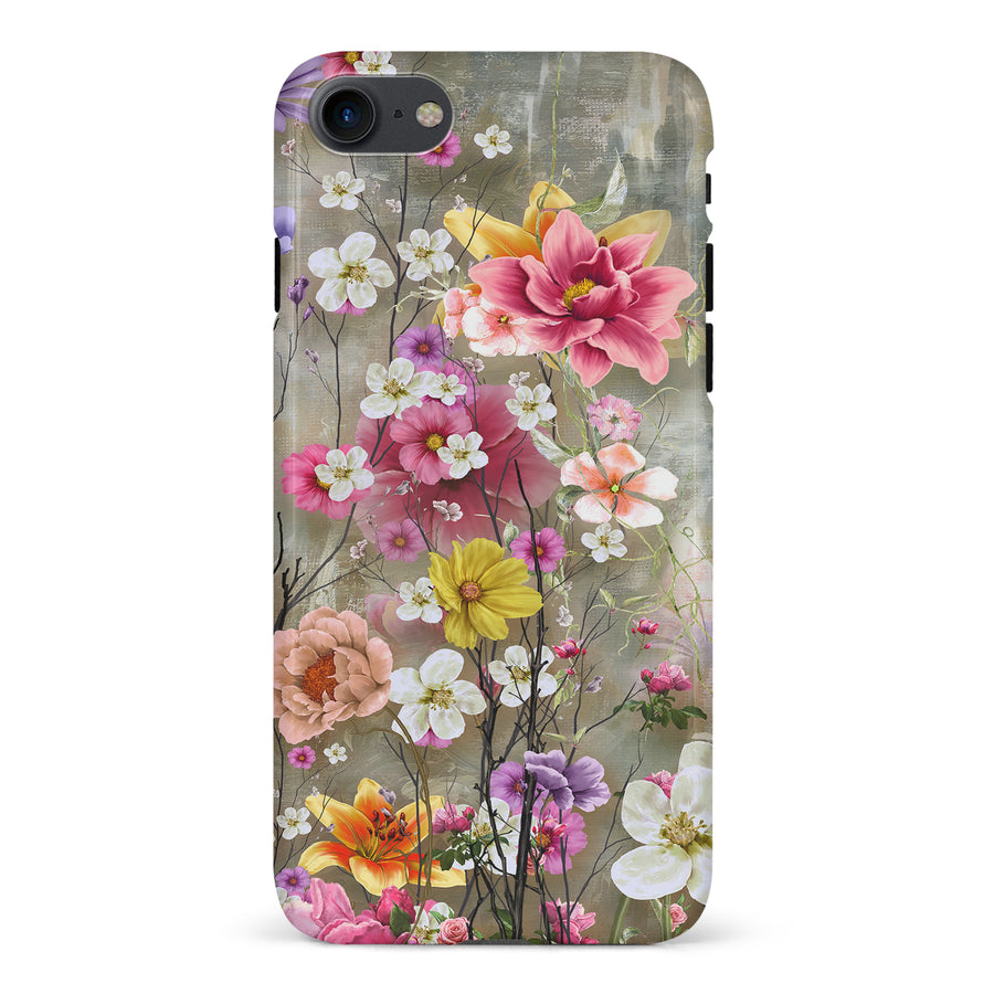 iPhone 7/8/SE Tropical Paradise Painted Flowers Phone Case