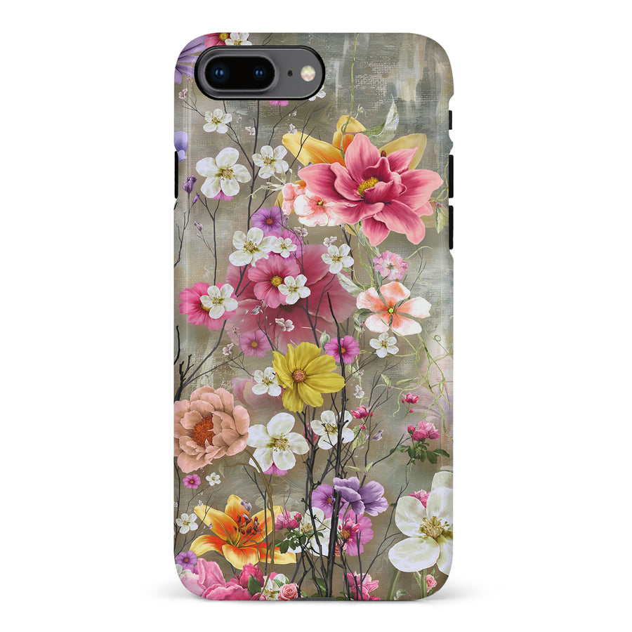 iPhone 8 Plus Tropical Paradise Painted Flowers Phone Case