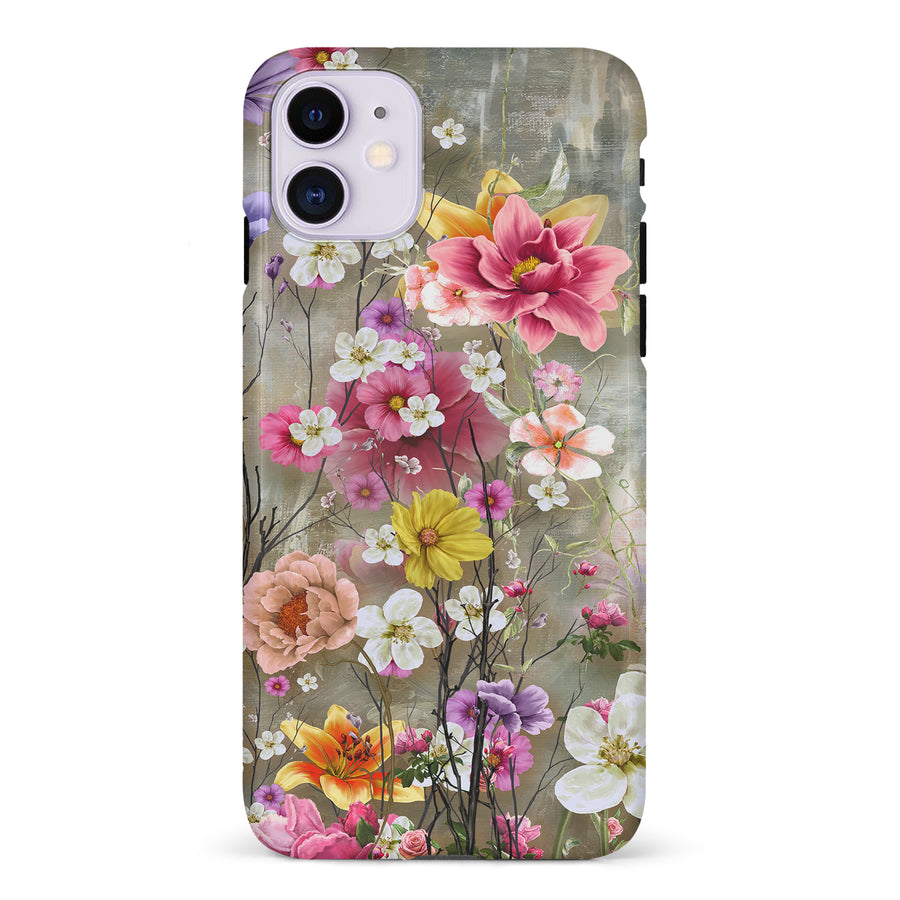 iPhone 11 Tropical Paradise Painted Flowers Phone Case