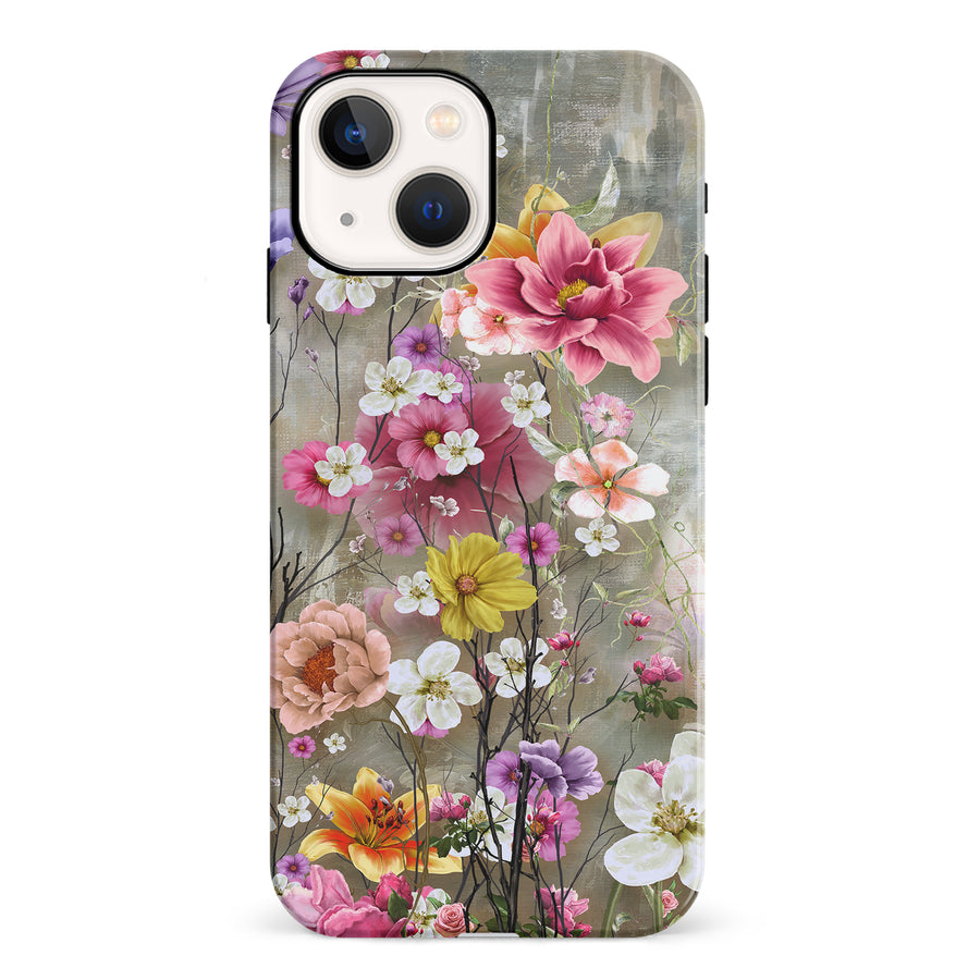 iPhone 13 Tropical Paradise Painted Flowers Phone Case