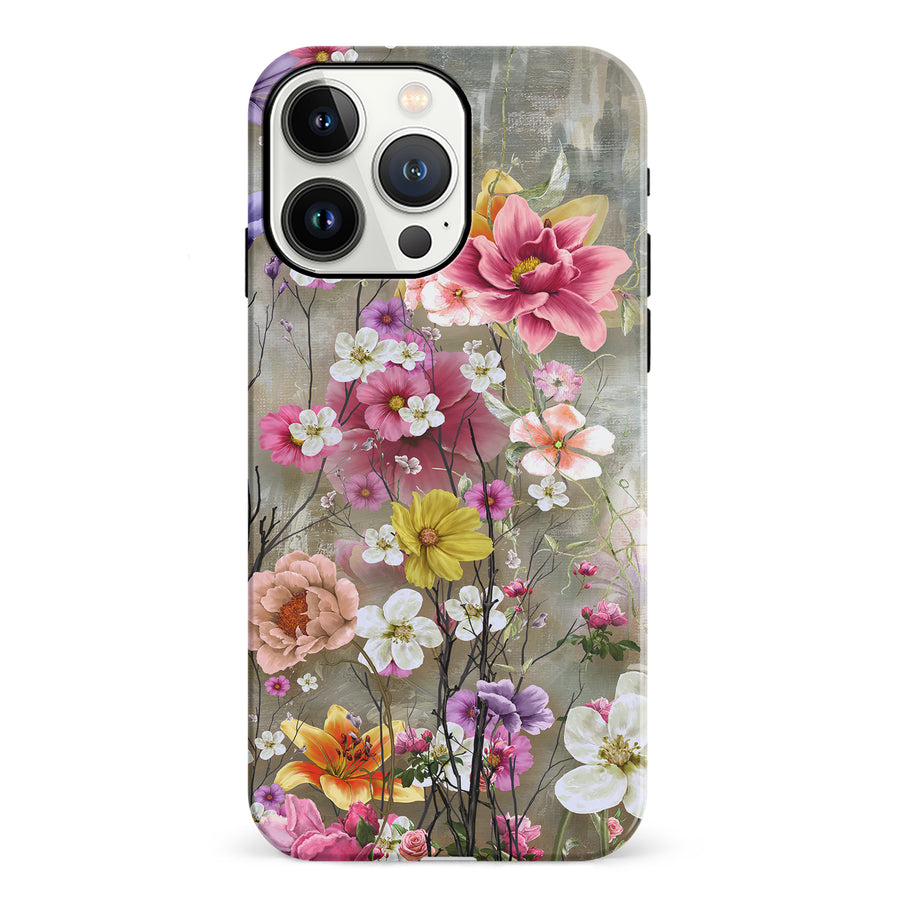 iPhone 13 Pro Tropical Paradise Painted Flowers Phone Case