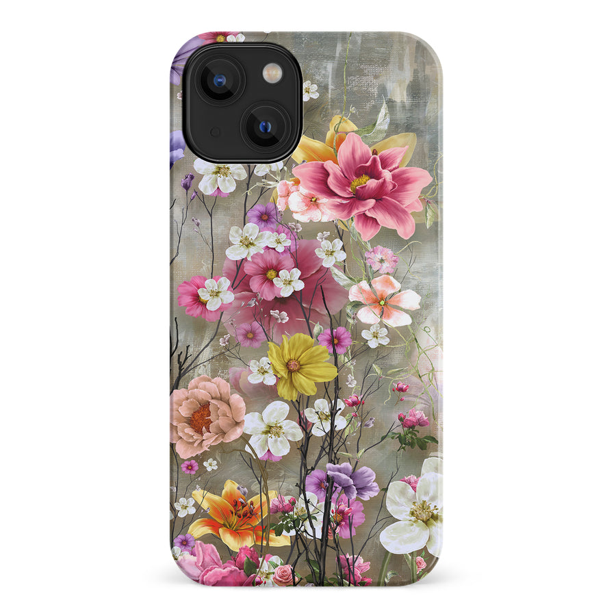 iPhone 14 Tropical Paradise Painted Flowers Phone Case
