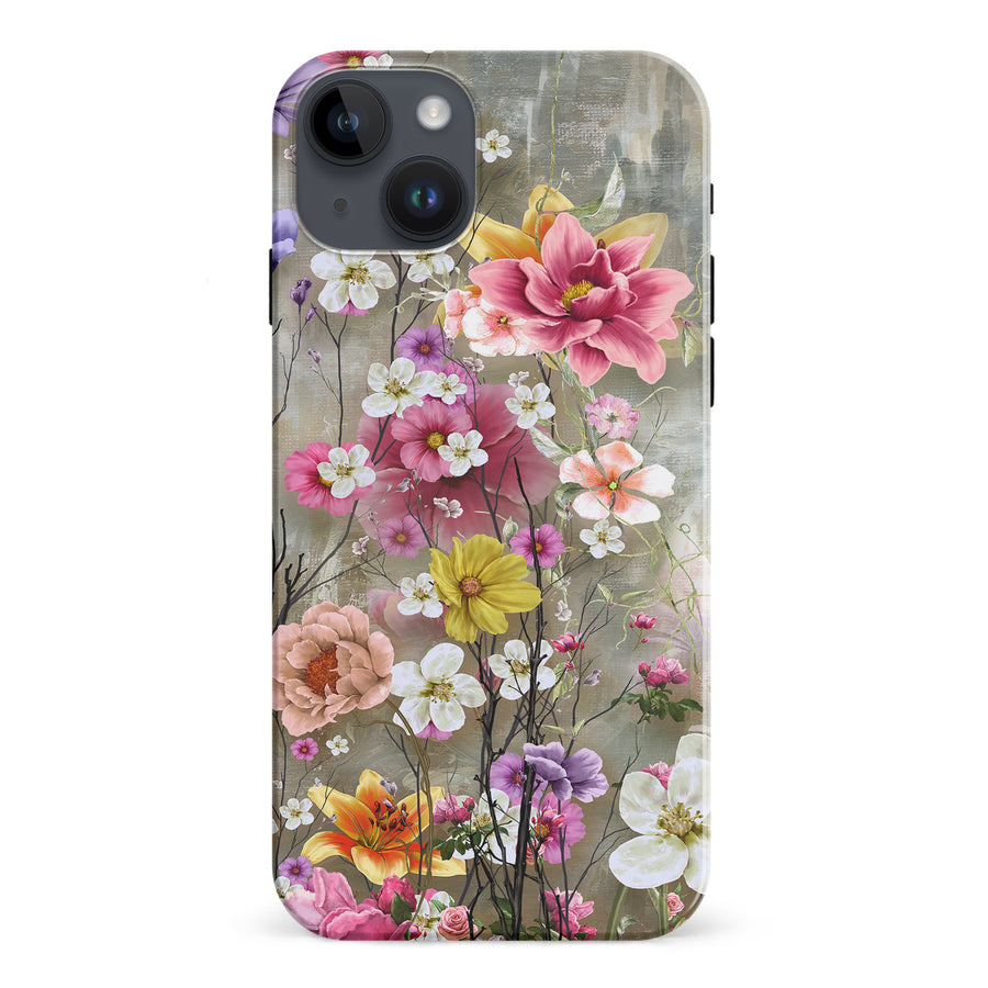 iPhone 15 Plus Tropical Paradise Painted Flowers Phone Case