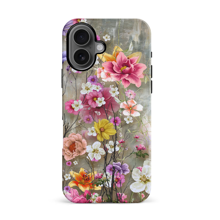 iPhone 16 Tropical Paradise Painted Flowers Phone Case