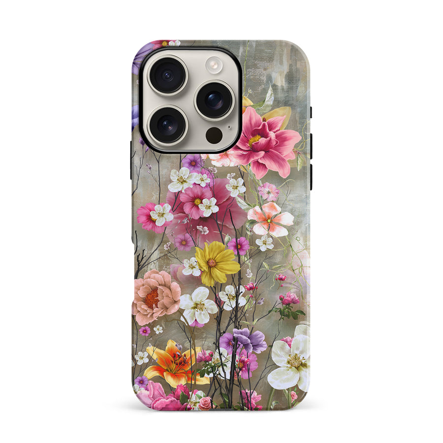 iPhone 16 Pro Tropical Paradise Painted Flowers Phone Case