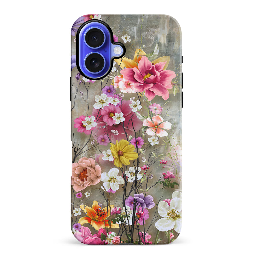 iPhone 16 Plus Tropical Paradise Painted Flowers Phone Case