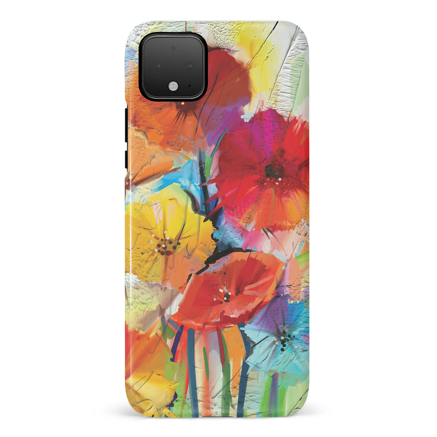 Google Pixel 4 Fusion of Flora Painted Flowers Phone Case