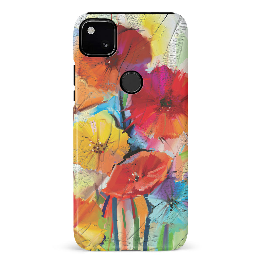 Google Pixel 4A Fusion of Flora Painted Flowers Phone Case
