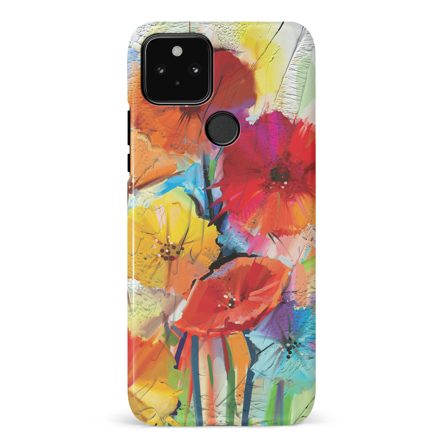 Google Pixel 5 Fusion of Flora Painted Flowers Phone Case