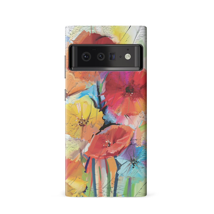 Google Pixel 6 Fusion of Flora Painted Flowers Phone Case
