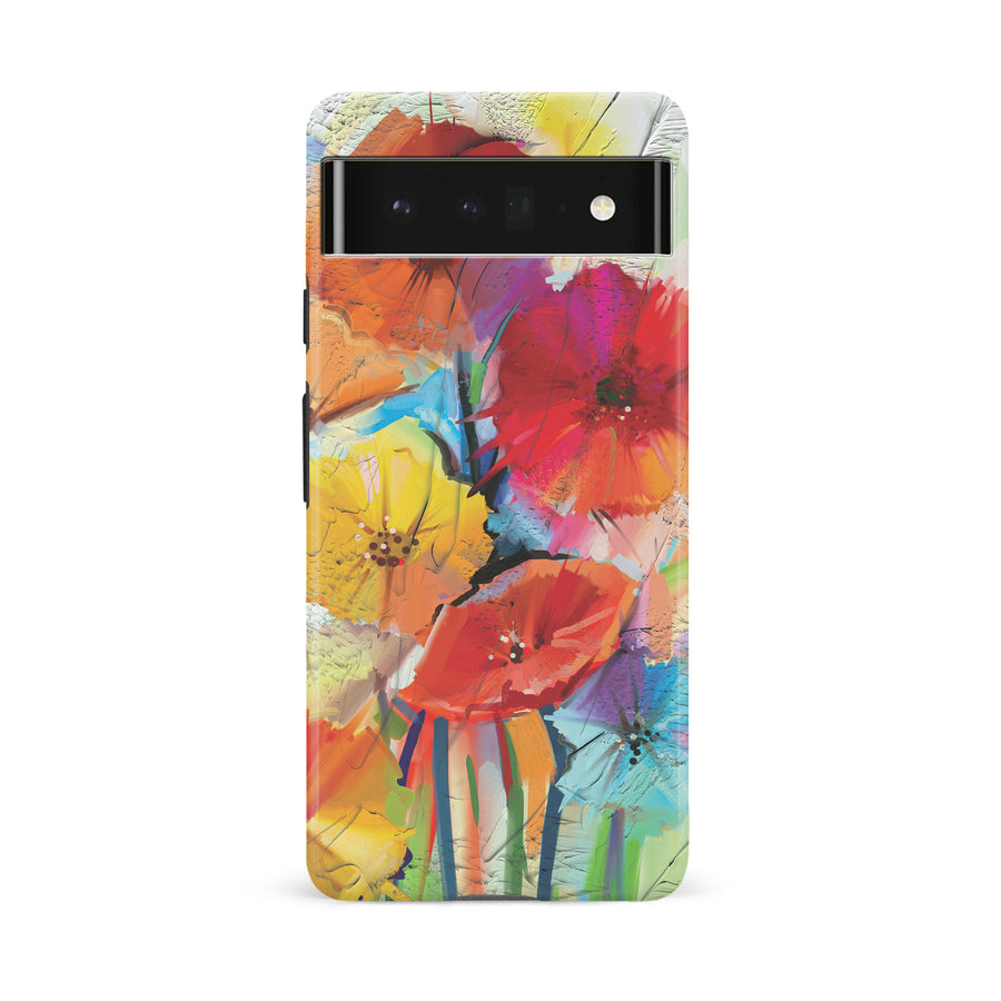 Google Pixel 6A Fusion of Flora Painted Flowers Phone Case