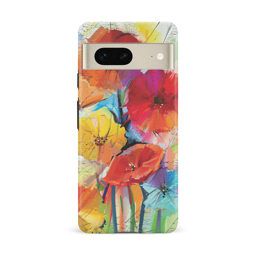 Google Pixel 7 Fusion of Flora Painted Flowers Phone Case
