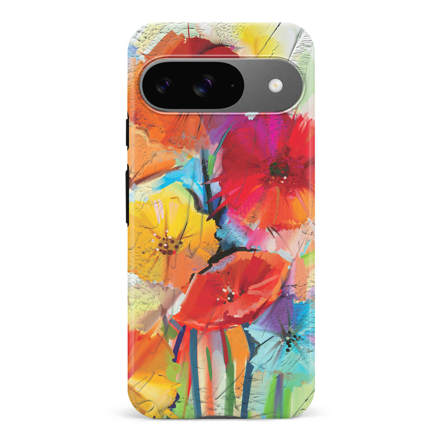 Google Pixel 9 Fusion of Flora Painted Flowers Phone Case