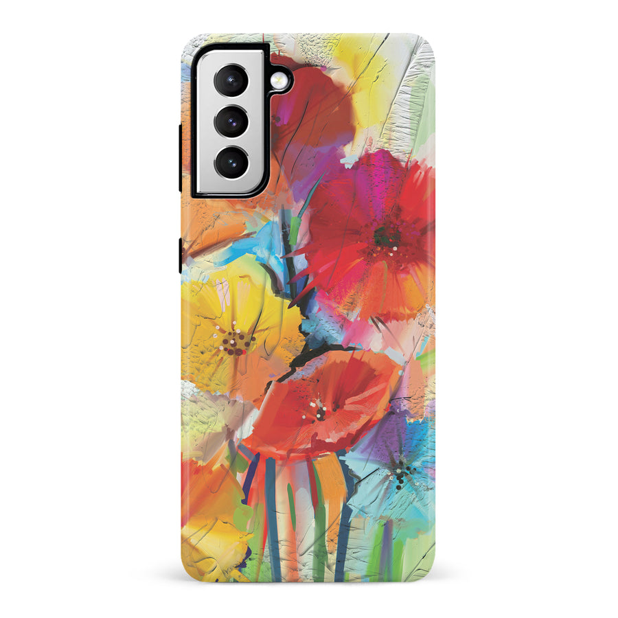 Samsung Galaxy S21 Fusion of Flora Painted Flowers Phone Case