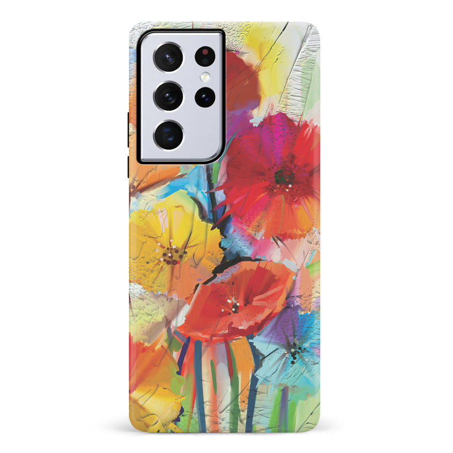 Samsung Galaxy S21 Ultra Fusion of Flora Painted Flowers Phone Case