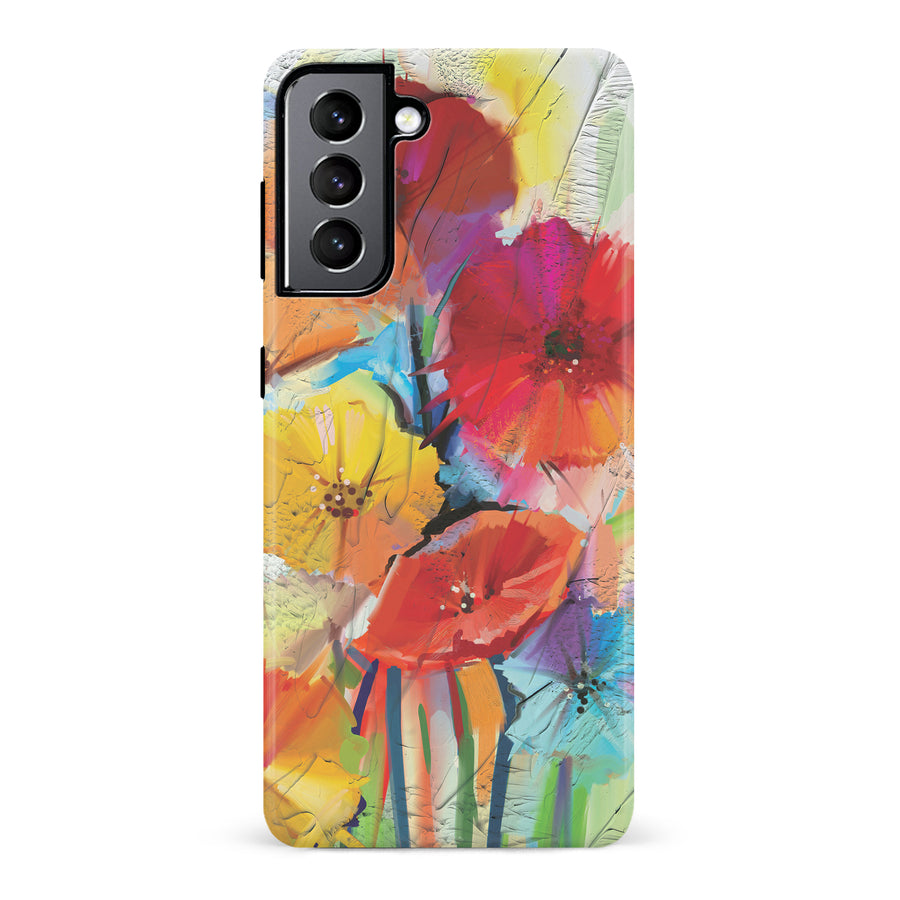 Samsung Galaxy S22 Fusion of Flora Painted Flowers Phone Case