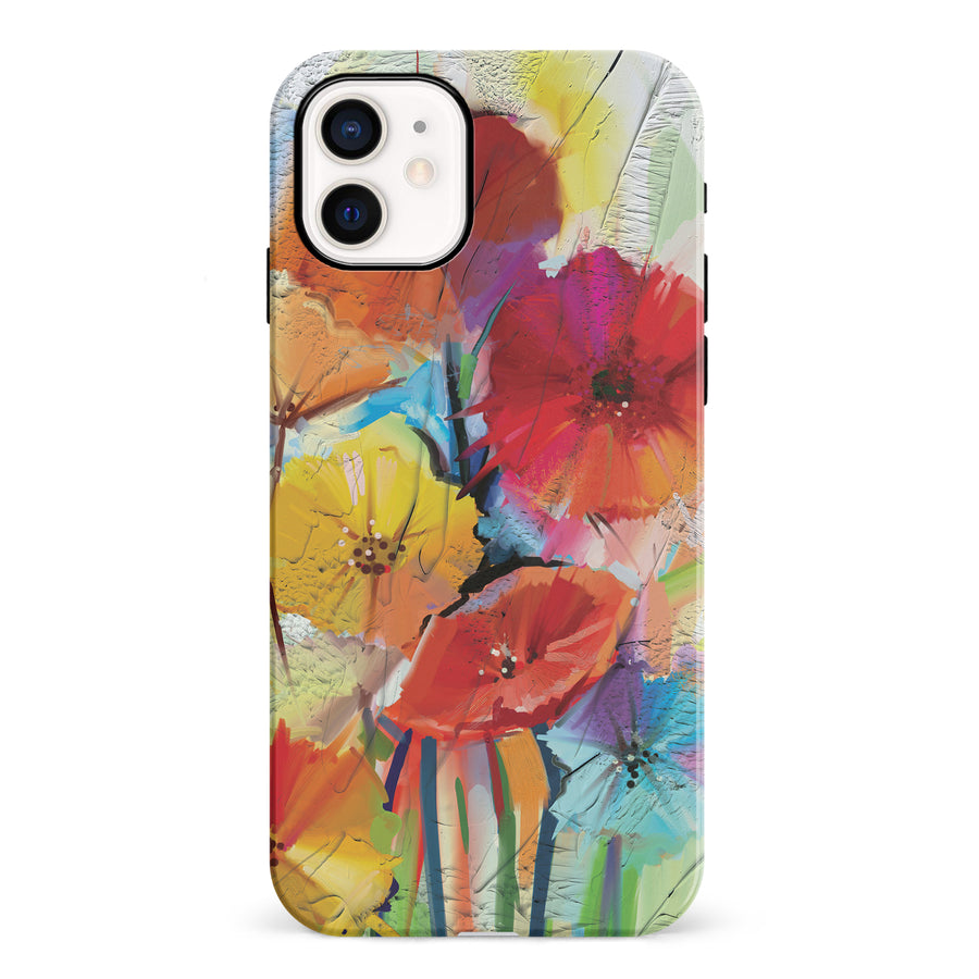 iPhone 12 Mini Fusion of Flora Painted Flowers Phone Case