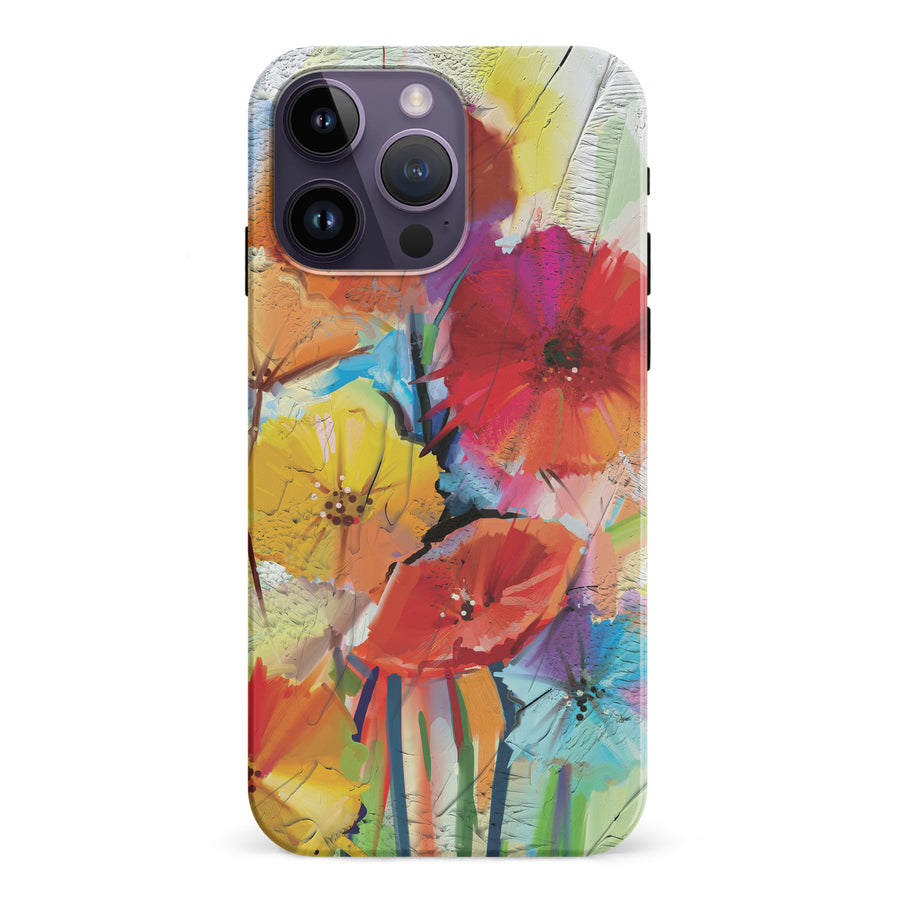 iPhone 15 Pro Fusion of Flora Painted Flowers Phone Case