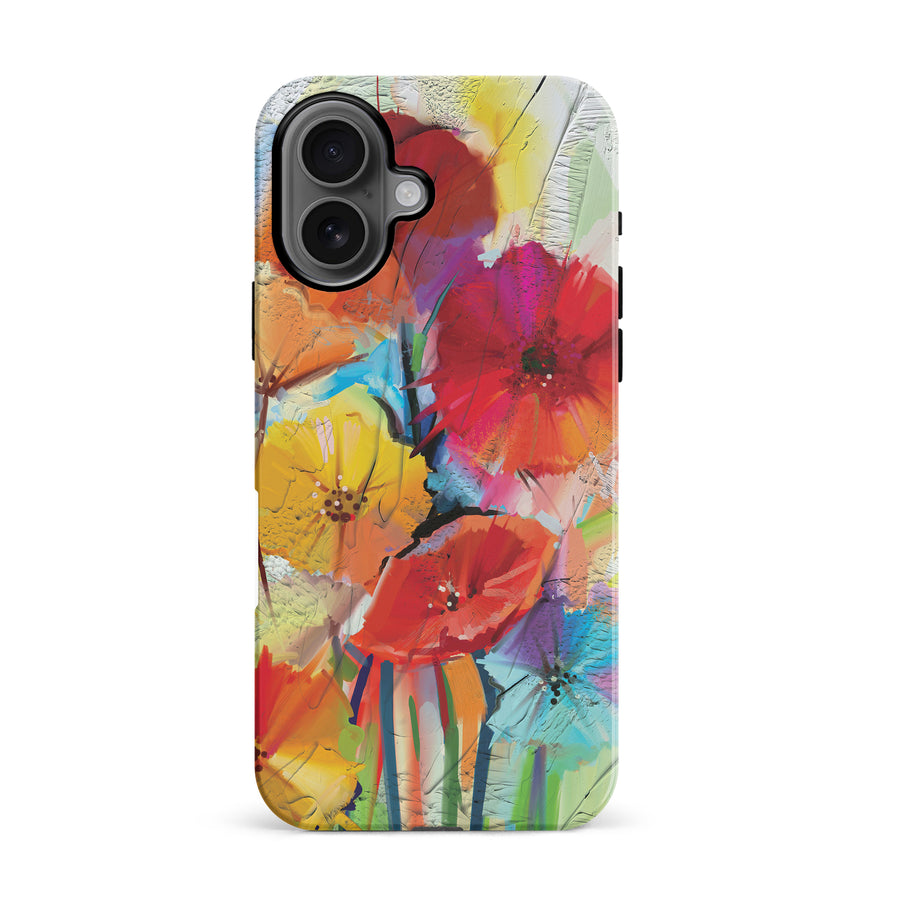 iPhone 16 Fusion of Flora Painted Flowers Phone Case