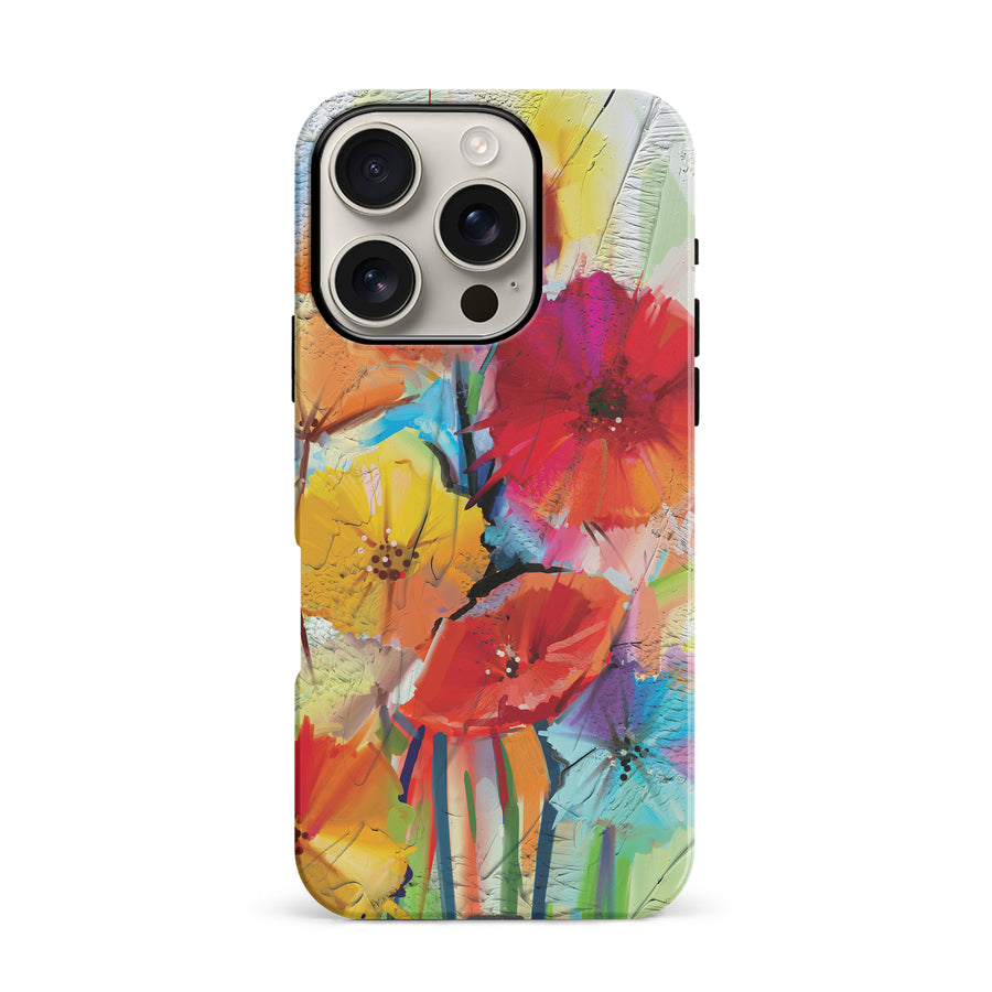 iPhone 16 Pro Fusion of Flora Painted Flowers Phone Case