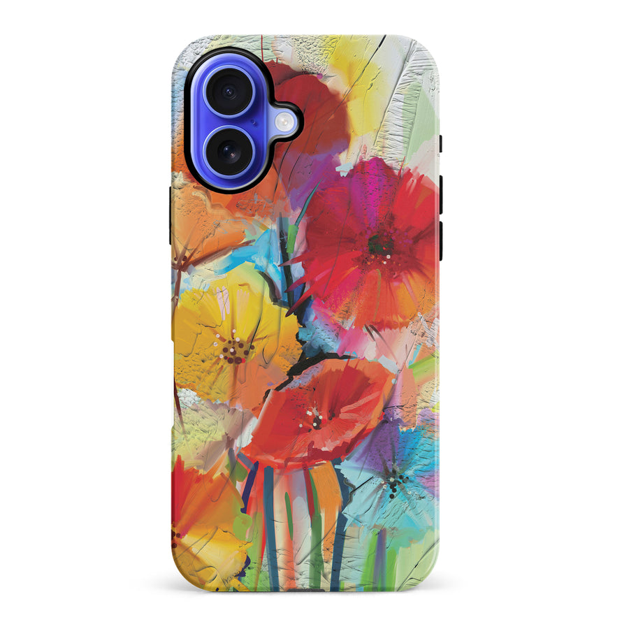 iPhone 16 Plus Fusion of Flora Painted Flowers Phone Case