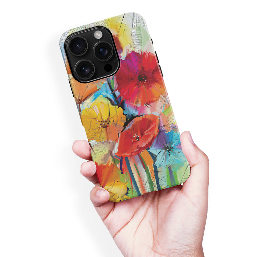 iPhone 16 Pro Max Fusion of Flora Painted Flowers Phone Case