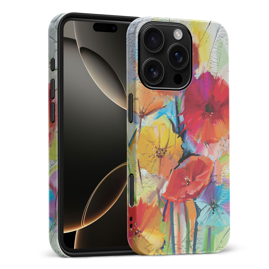 iPhone 16 Pro Max Fusion of Flora Painted Flowers Phone Case