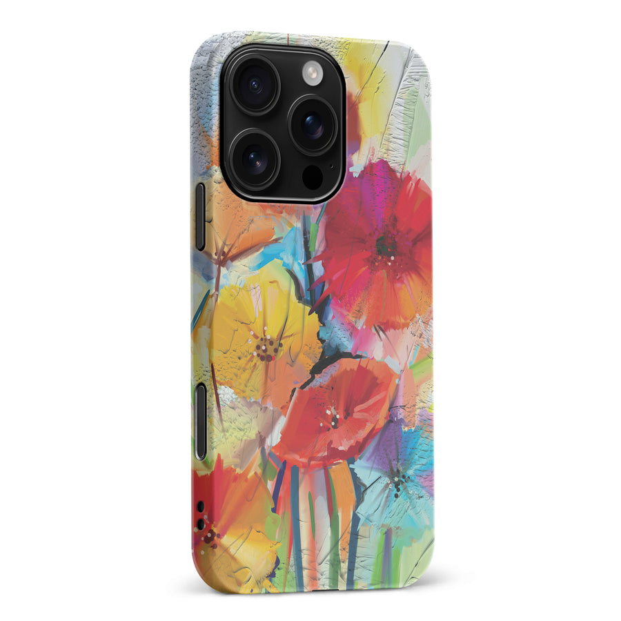 iPhone 16 Pro Max Fusion of Flora Painted Flowers Phone Case