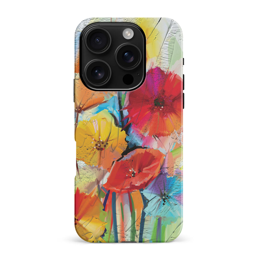 iPhone 16 Pro Max Fusion of Flora Painted Flowers Phone Case