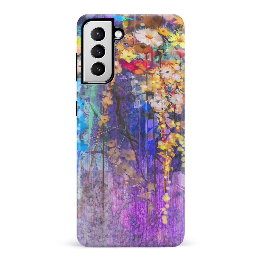 Samsung Galaxy S21 Watercolor Painted Flowers Phone Case