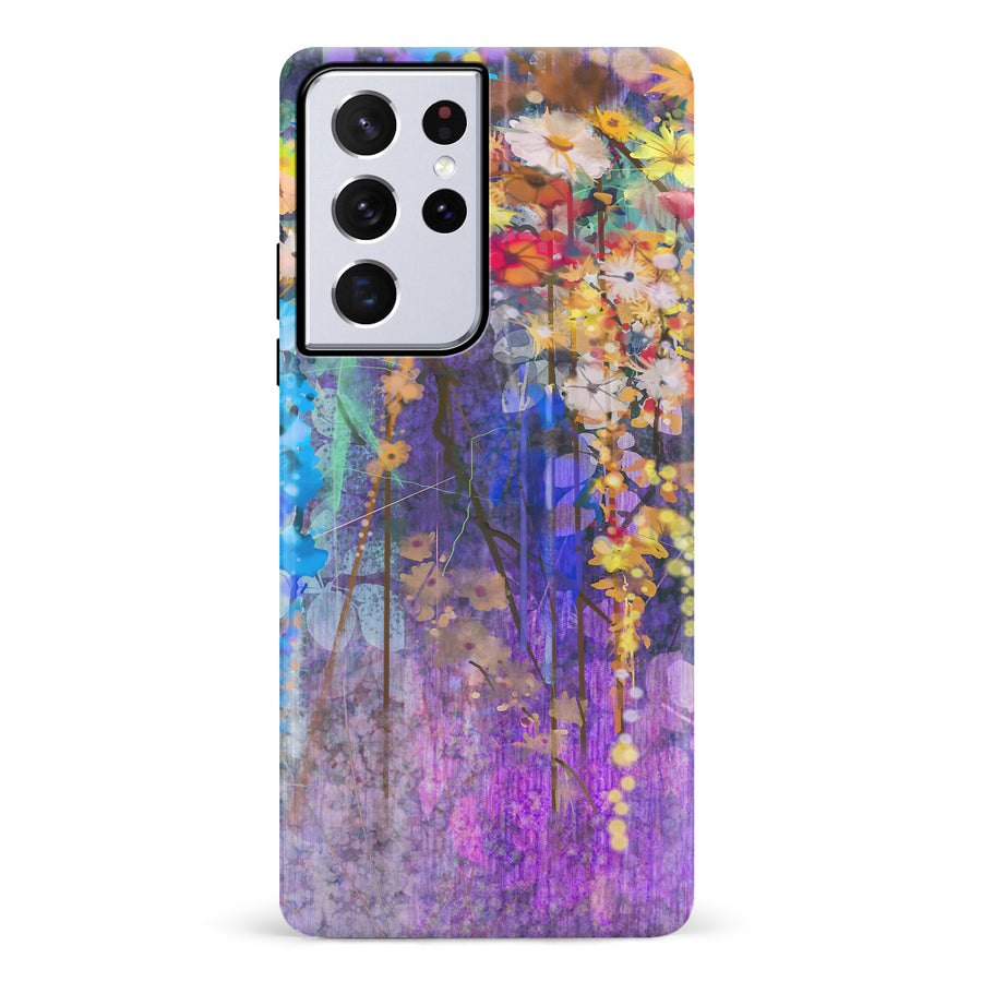 Samsung Galaxy S21 Ultra Watercolor Painted Flowers Phone Case