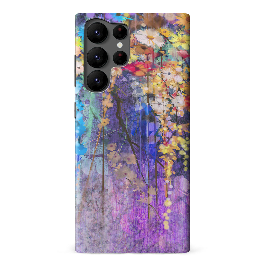 Samsung Galaxy S22 Ultra Watercolor Painted Flowers Phone Case