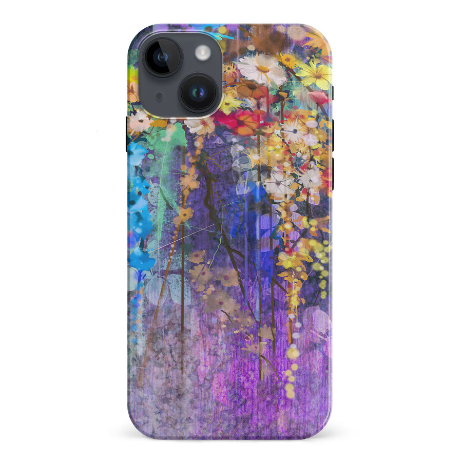 iPhone 15 Plus Watercolor Painted Flowers Phone Case